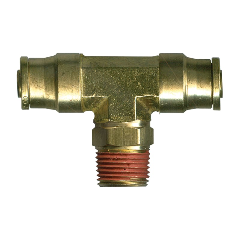 D.O.T. brass push-to-connect swivel branch tee 1/2 tube X 1/4 M-NPT for air brake plastic tube