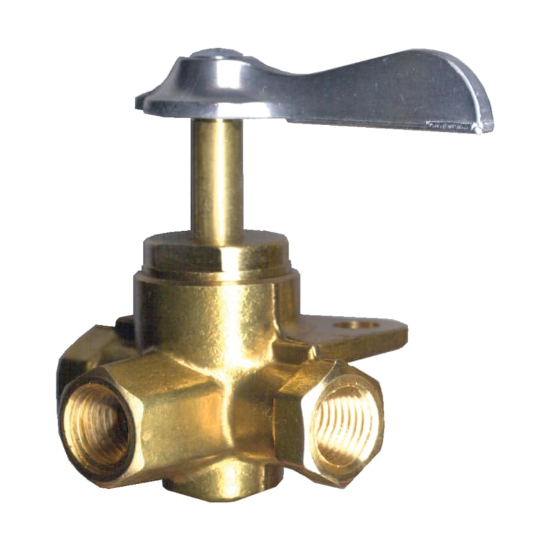 3-way brass selector valve with click 1/4 F-NPT X 1-3/8 in stem