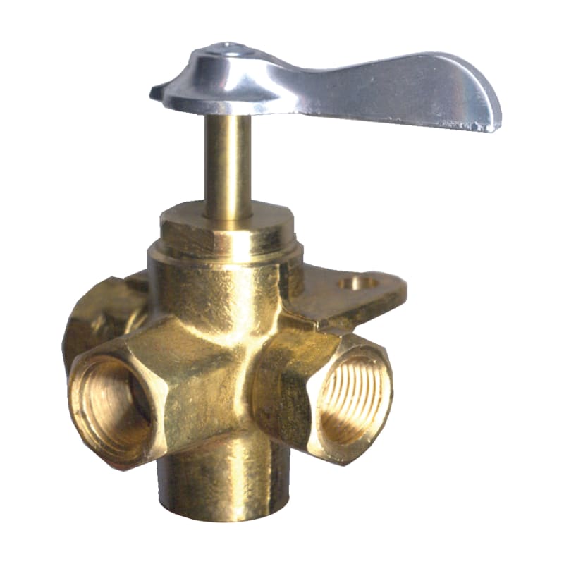 4-way brass selector valve with click 1/4 F-NPT X 1-3/8 in stem