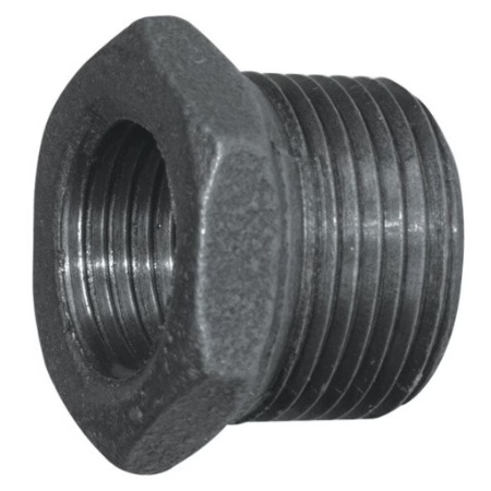 Black malleable straight adapter (bushing) 3/4 M-NPT X 1/8 F-NPT