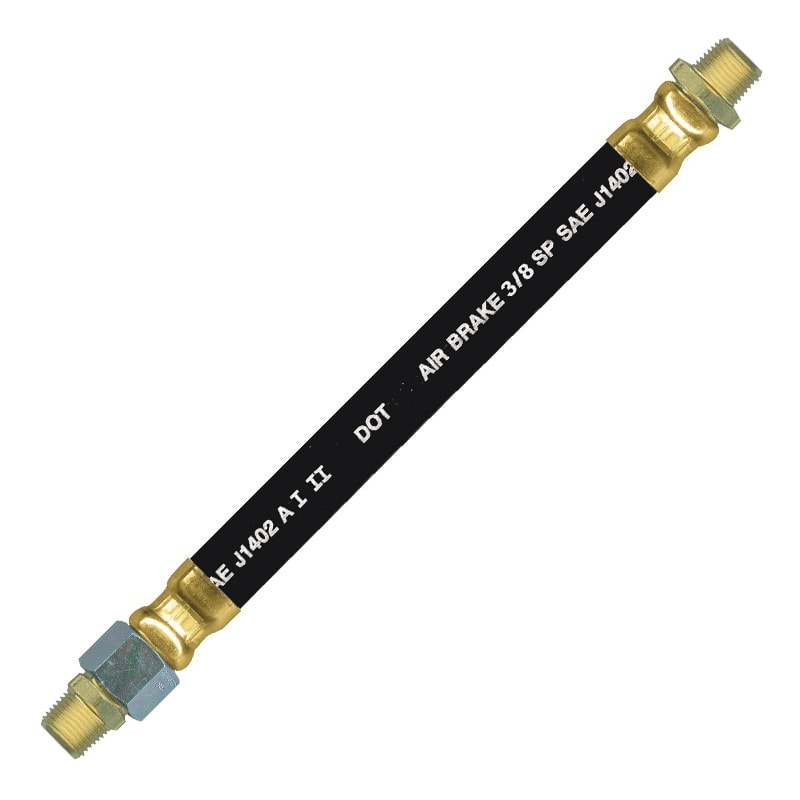 D.O.T. air brake hose assembly 3/8 in X 12 in X 3/8 M-NPT (solid and swivel)