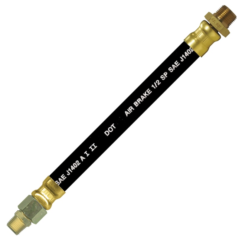 D.O.T. air brake hose assembly 1/2 in X 14 in X 3/8 M-NPT (solid and swivel)