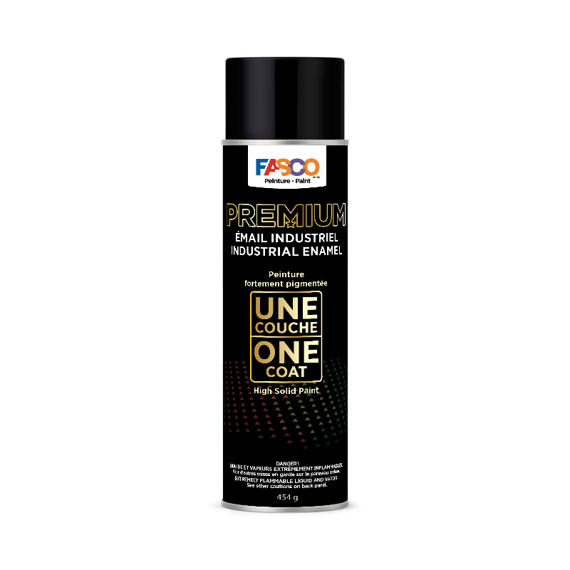 Peinture émail industrielle FASCO® Premium noir lustré (aérosol 454 g)