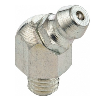 45 deg grease fitting M6 X 1.00 X 23.5 mm long zinc