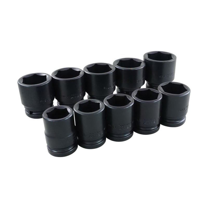 ENSEMBLE DE 10 DOUILLES 6 PANS STANDARDS POUR CLÉS À CHOCS SAE