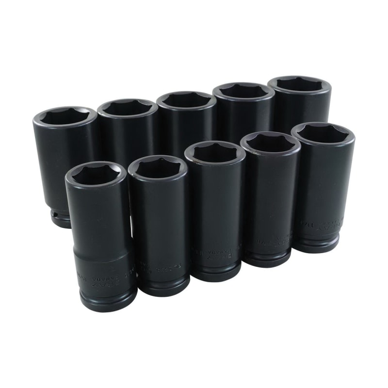 ENSEMBLE DE 10 DOUILLES 6 PANS PROFONDES POUR CLÉS À CHOCS SAE