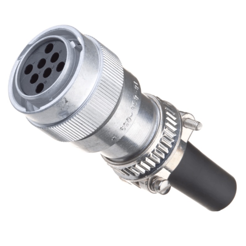 Connecteur mâle 8 positions grosseur 18 pour Deutsch série HD30 (contact grosseur 12) joint d'étanchéité vert type N et collet pour câble