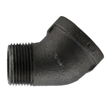 Black malleable 45 deg street elbow 1/8 F-NPT X 1/8 M-NPT