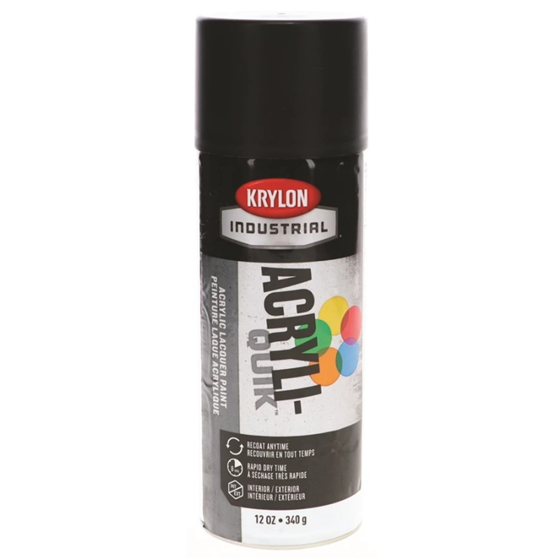 Spray Paint, Black, 12 oz., Aerosol Can, Semi-Flat