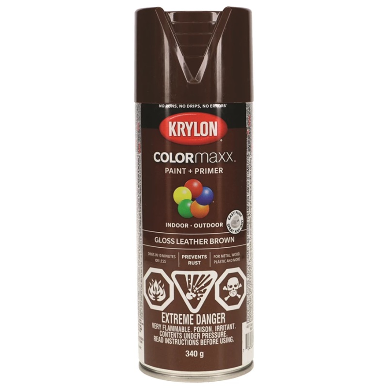 Krylon® COLORmaxx Paint + Primer GLOSS LEATHER BROWN 340 g