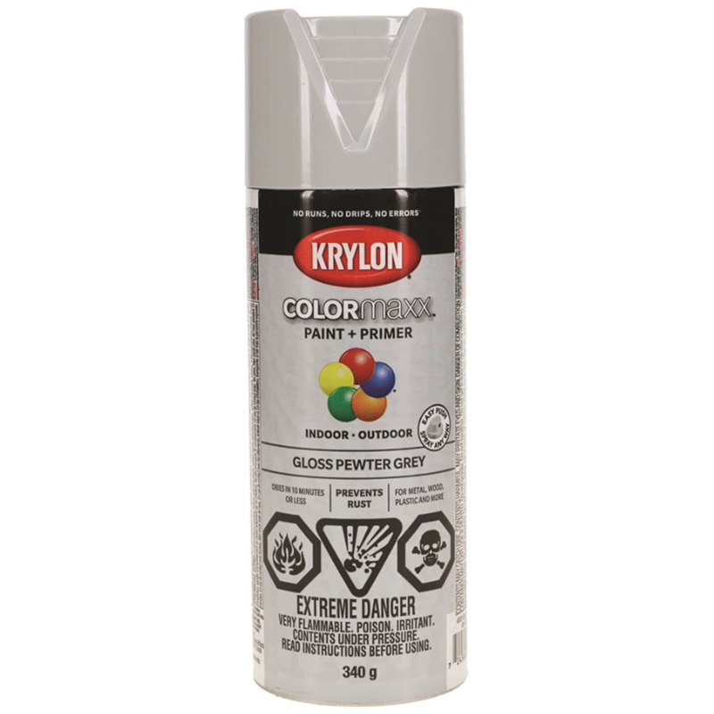 KRYLON® COLORmaxx® gloss pewter grey interior / exterior paint and primer (340 g aerosol)