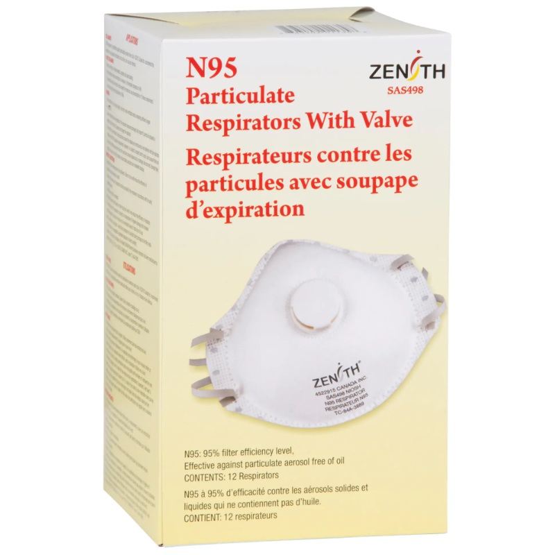 Zenith® disposable particulate respirators N95 approved with exhalation valve