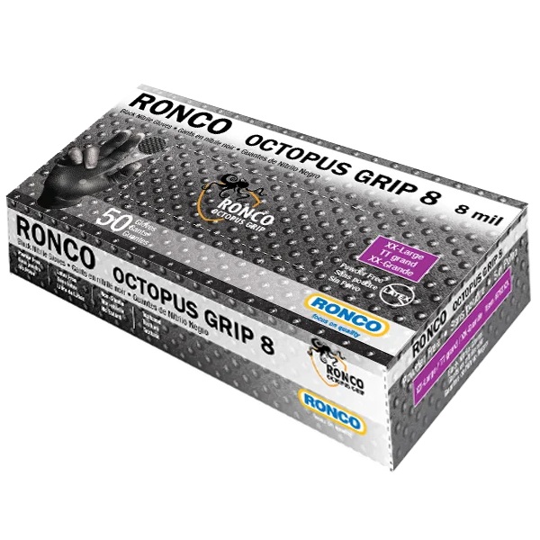 Gants de qualité médicale texturés en nitrile Octopus Grip™ 8 mil noirs, S