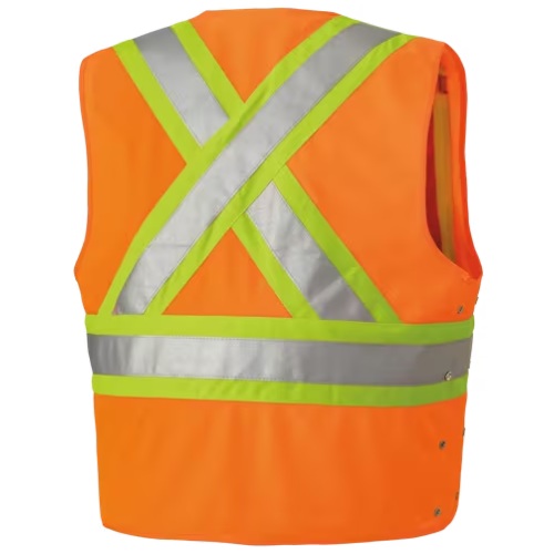 Veste de sécurité haute visibilité orange en tricot de polyester, L/XL