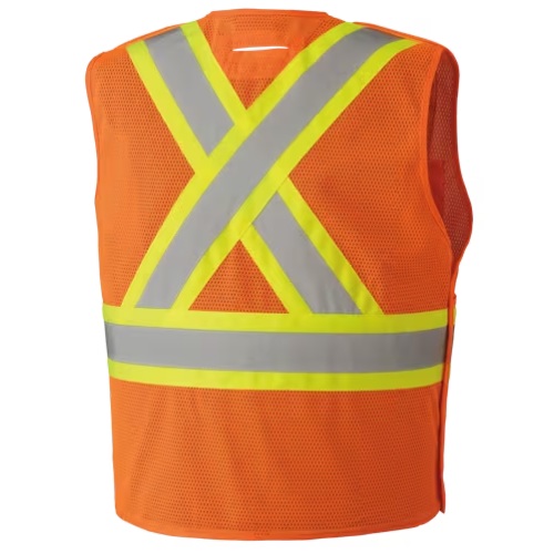 Veste de sécurité haute visibilité orange détachable en 5 points en maille de polyester, 4/5XL
