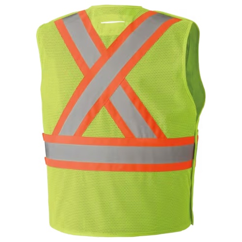 Veste de sécurité haute visibilité verte / jaune détachable en 5 points en maille de polyester, L-XL