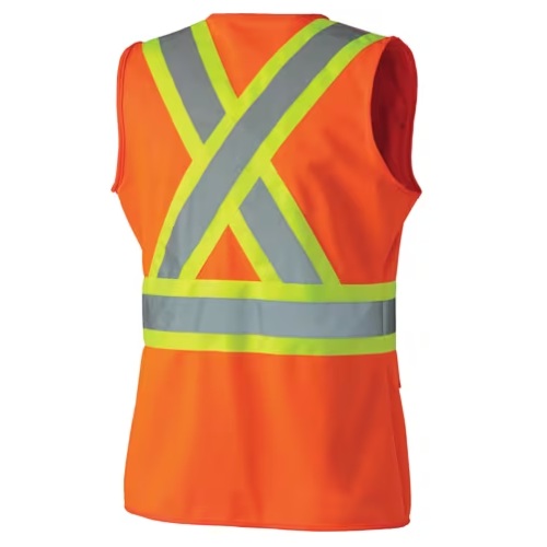 Veste de sécurité haute visibilité orange en tricot de polyester pour femmes, M