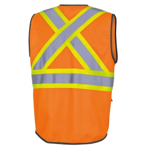 Veste de sécurité haute visibilité orange en tricot de polyester avec fermeture éclair, 2XL