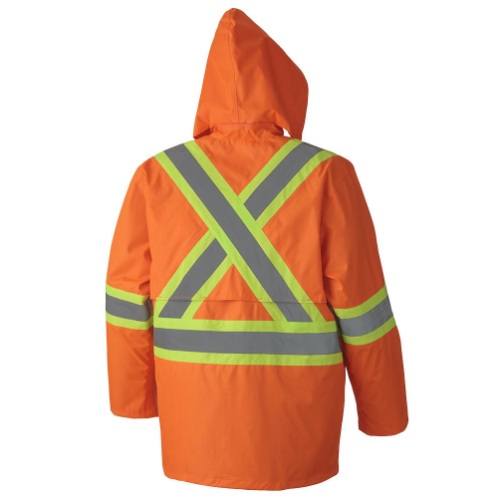 Hi-viz orange polyester / PVC safety rainsuit, 2XL