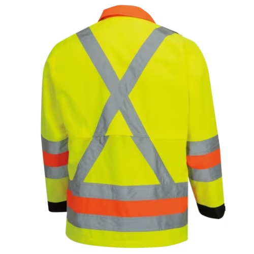 Manteau de sécurité imperméable haute visibilité vert / jaune avec revêtement de polyuréthane, XL