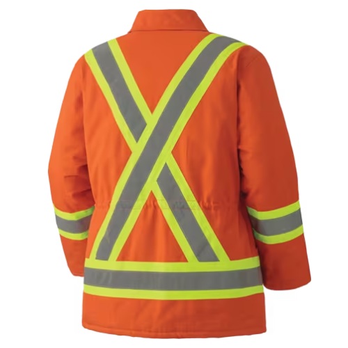 Manteau de sécurité haute visibilité orange en coton canevas matelassé, 2XL