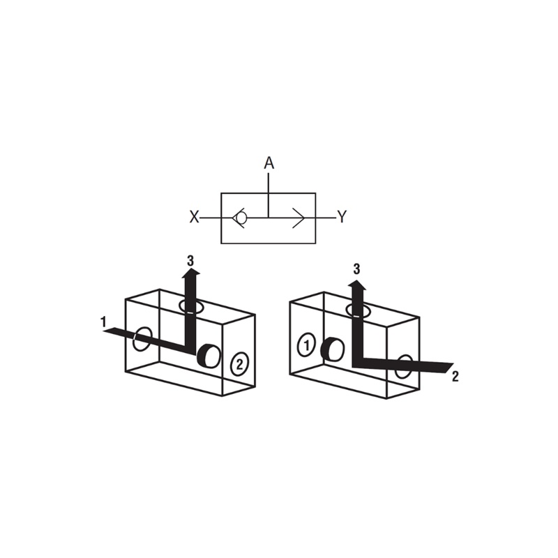 Aluminum pneumatic shuttle valve 1/4 F-NPT OR logic function