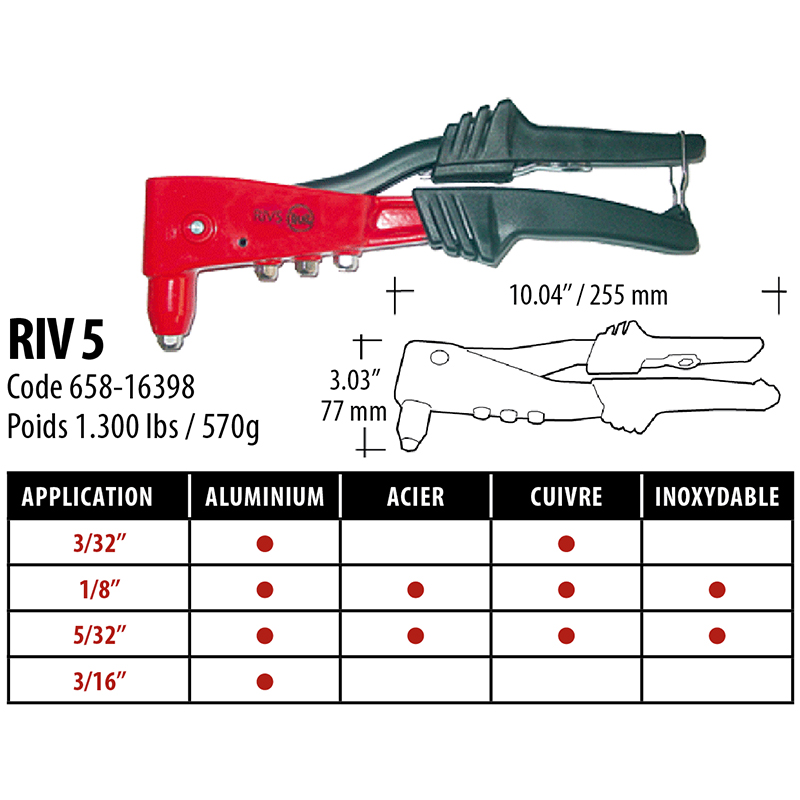 RIVETEUSE MANUEL RIV5 3/32 A 3/16
