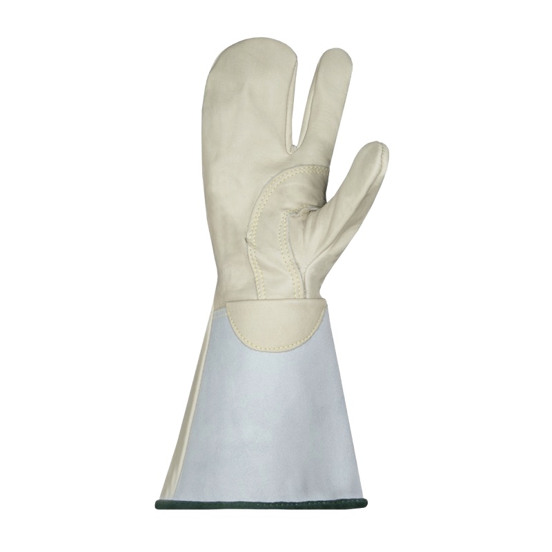 Endura® leather lineman mitts with extended hi-viz cuffs, L