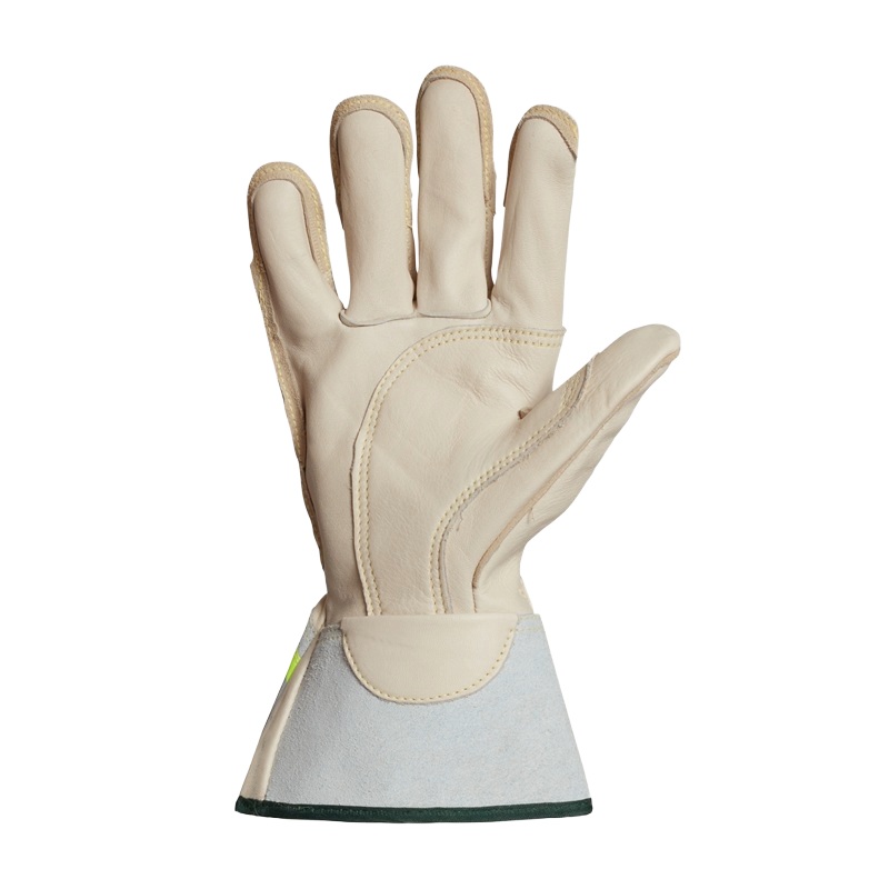 Endura® leather lineman gloves with short 2 in hi-viz cuffs, XL