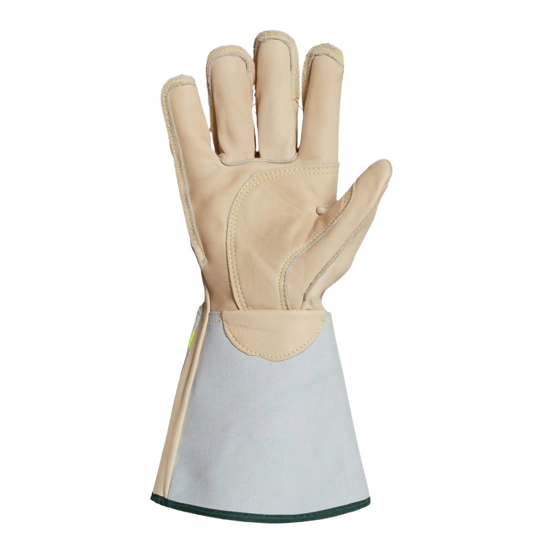 Endura® leather lineman gloves with extended hi-viz cuffs, L