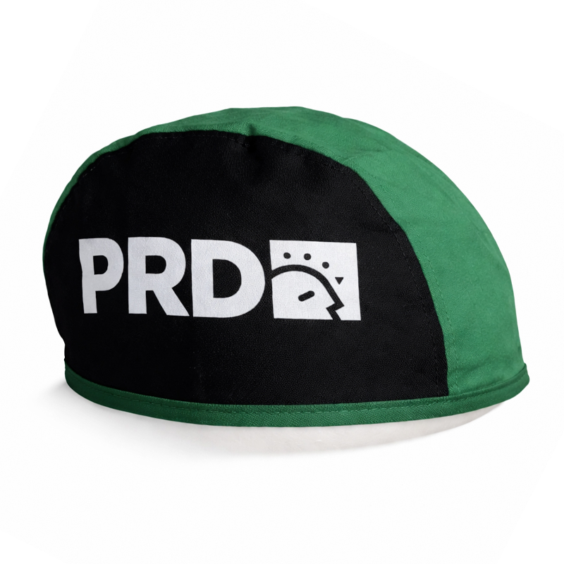 Bonnets de soudeur ignifuges en coton verts et blancs avec logo PRD (25/pqt)