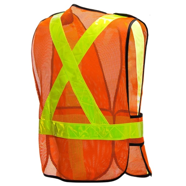Veste de sécurité haute visibilité orange détachable en 5 points en maille de polyester, régulière