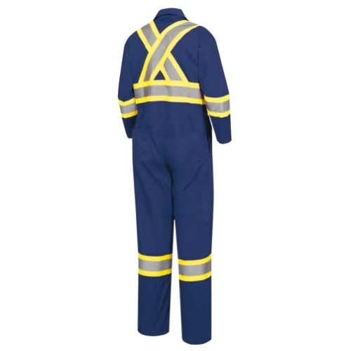 Combinaison de sécurité haute visibilité bleue marine en polyester / coton, taille 42