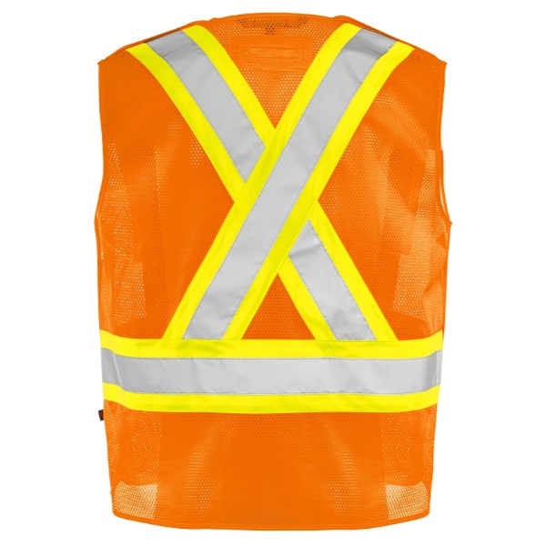 Veste de sécurité haute visibilité orange détachable en 5 points en maille de polyester, S-M