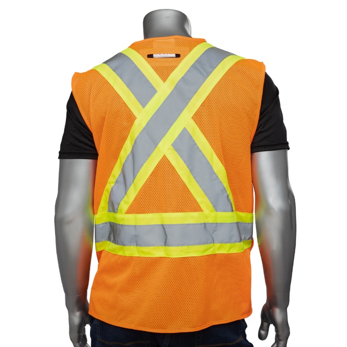 Veste de sécurité haute visibilité orange détachable en 5 points avec fermeture éclair, S