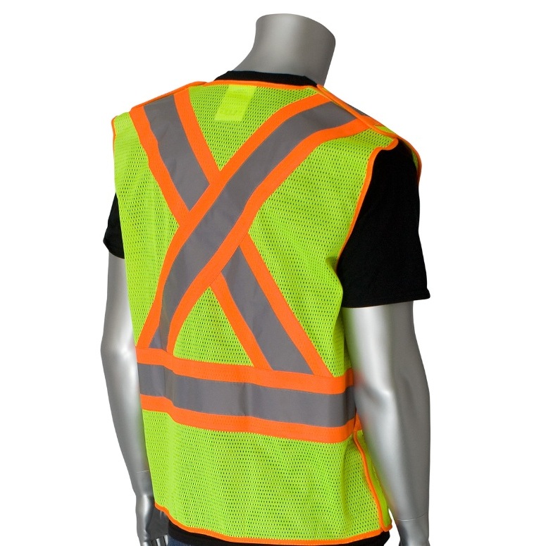 Veste de sécurité haute visibilité verte / jaune détachable en 5 points en maille de polyester, XL