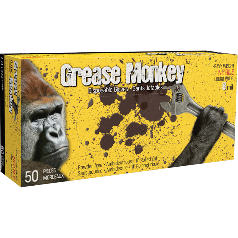 Gants jetables de qualité industrielle en nitrile Grease Monkey® 8 mil noirs, XL