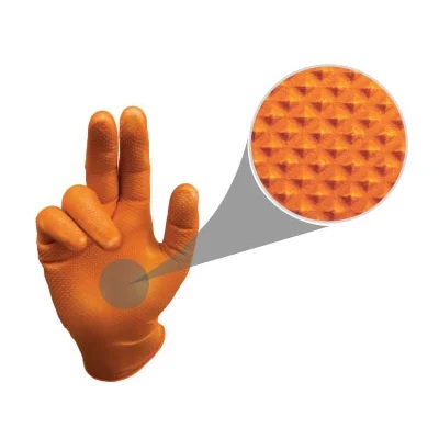 Octopus Grip™ medical-grade textured nitrile disposable gloves 6 mil orange, S