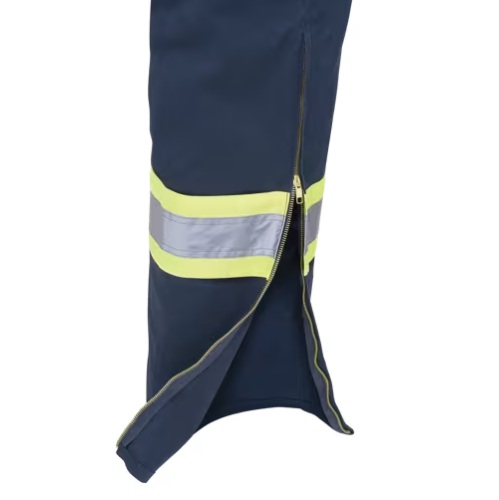 Combinaison de sécurité haute visibilité bleue marine en polyester / coton avec fermeture à glissière aux jambes, taille 42