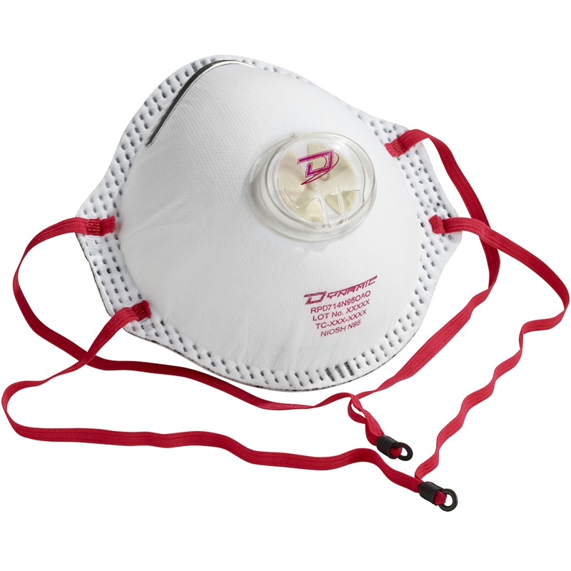 Respirateurs contre les particules jetables Dynamic™ homologués N95 avec valve d'expiration papillon et protection contre les vapeurs organiques (VO)